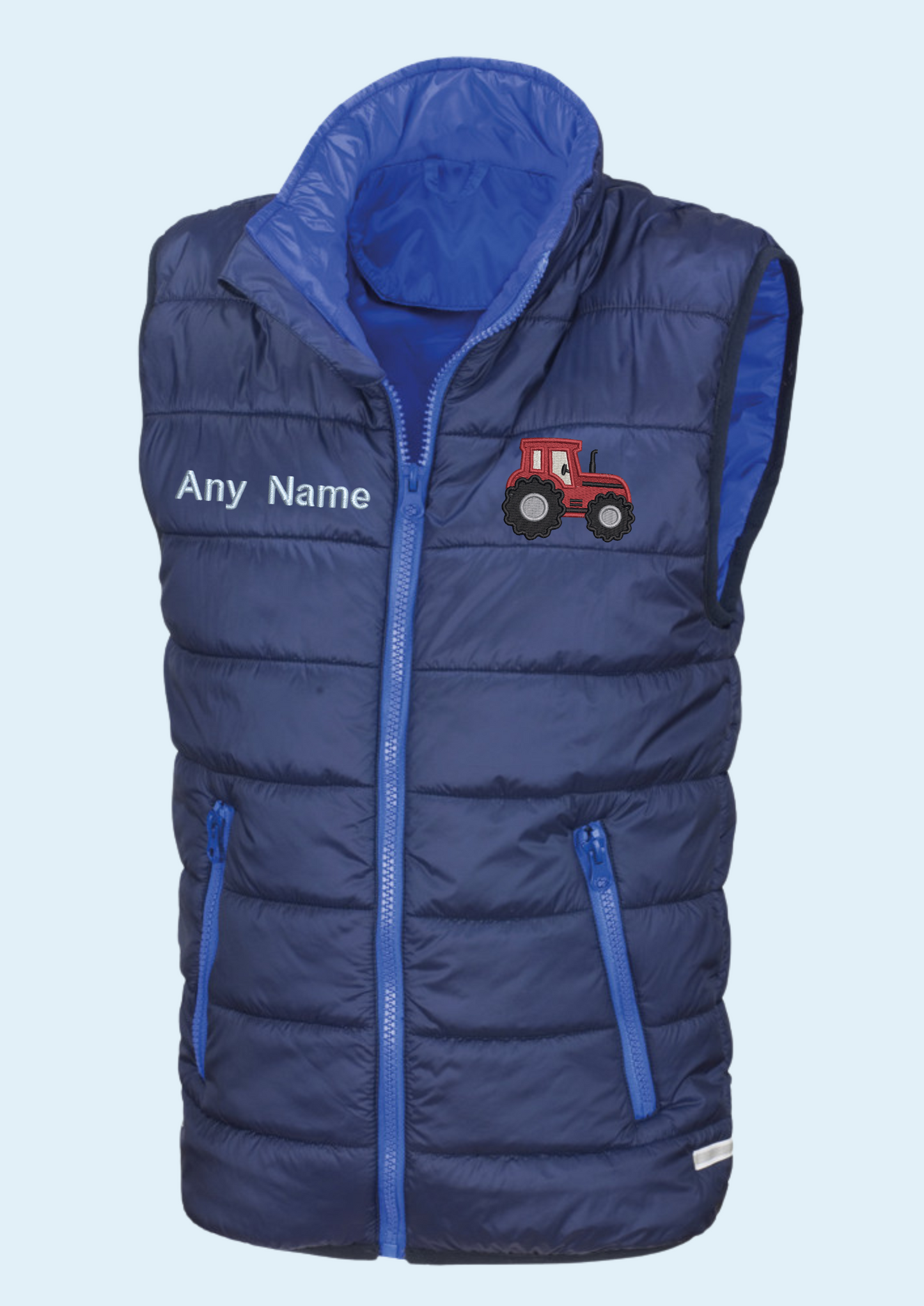 Childs Padded Body Warmer - Tractor Detail