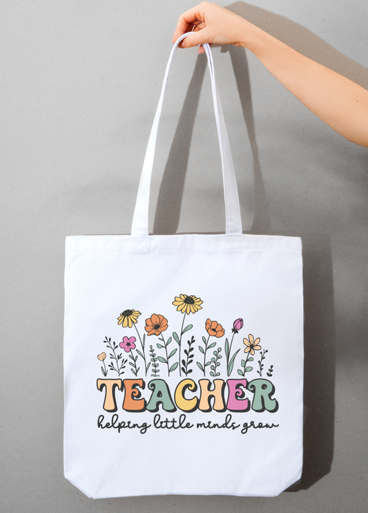 Teacher Tote Helping Little Minds Grow (Floral)